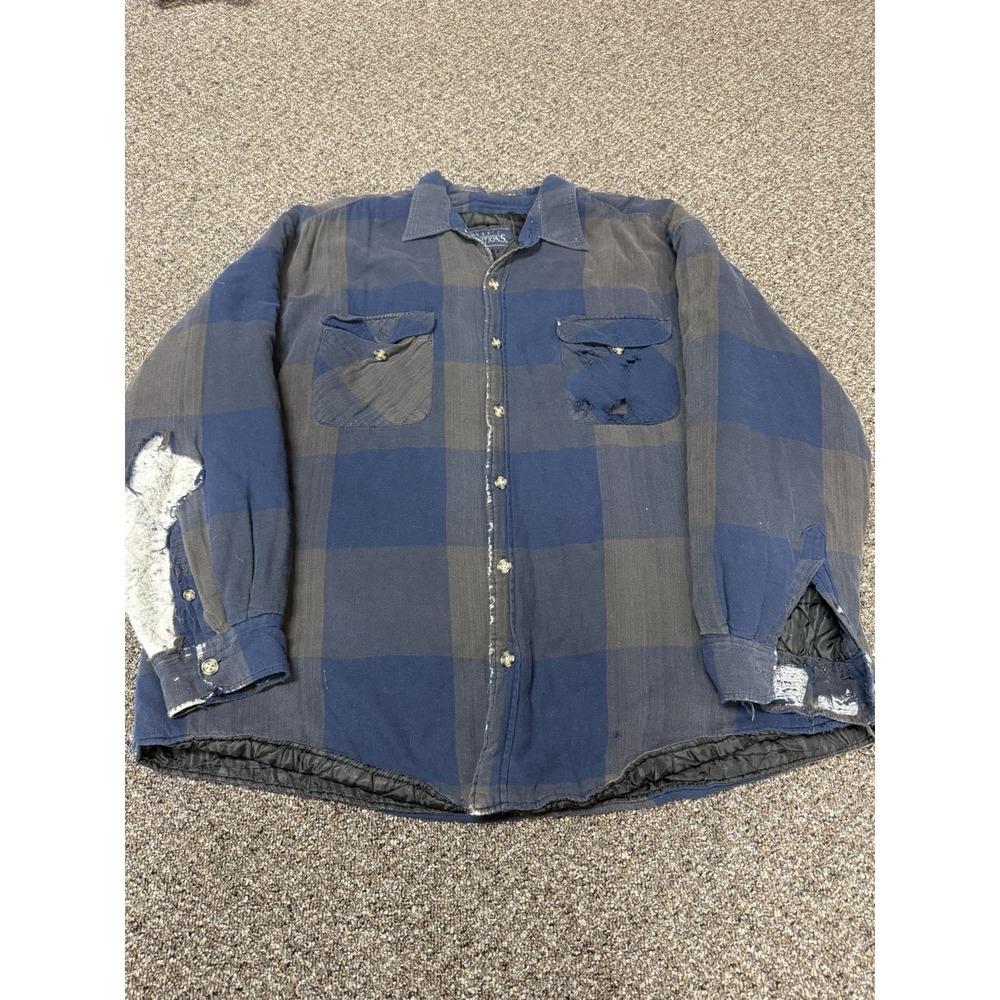 Vintage 1990s Basic Editions Cotton Work Flannel Jacket Quilted Lined Size Xl